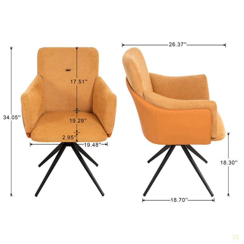 Latitude Run® Set of 2 Swiveling Dining Chair with Thickened
